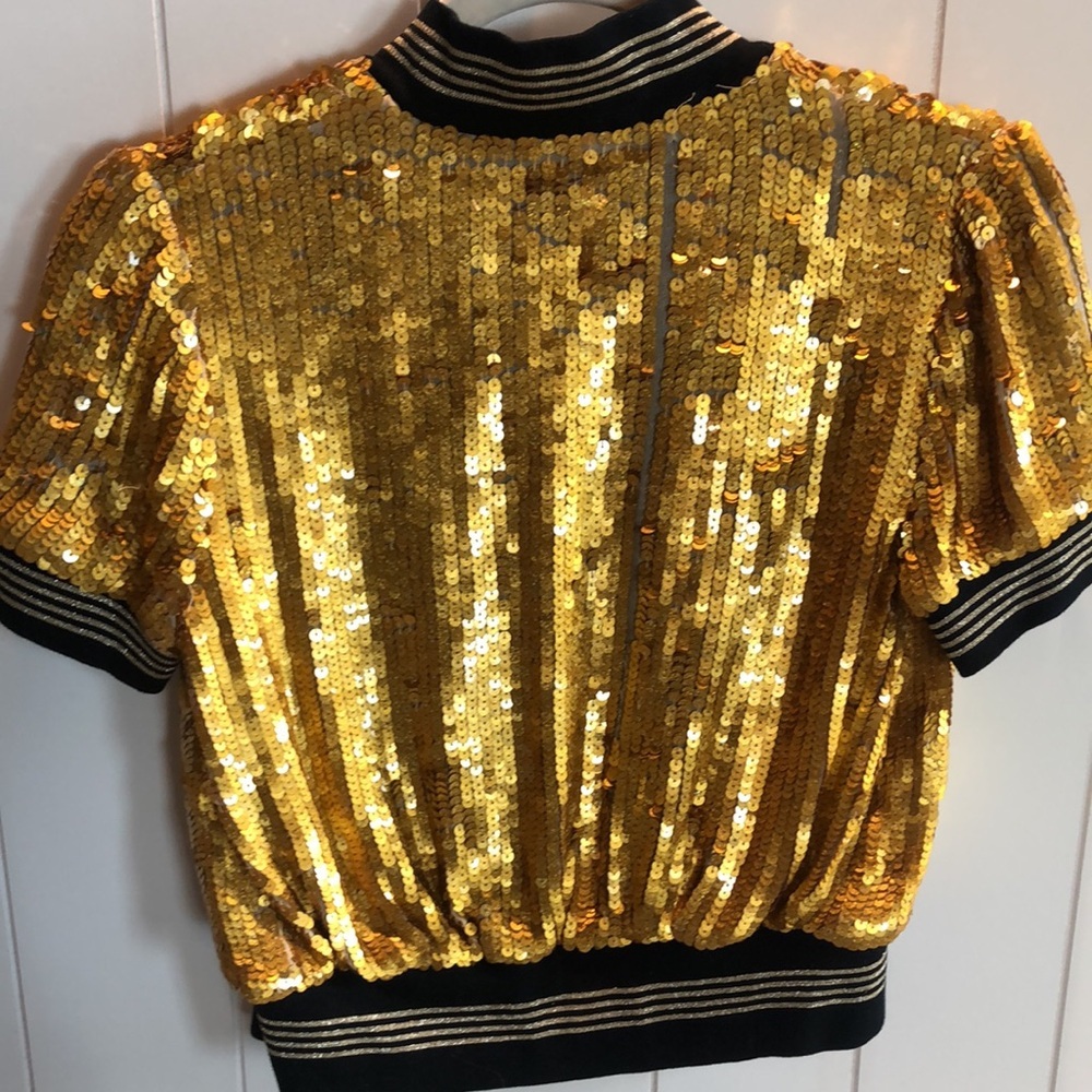 D&G Gold Sequin Bomber Jacket fun sparkly fully lined S - Picture 8 of 15